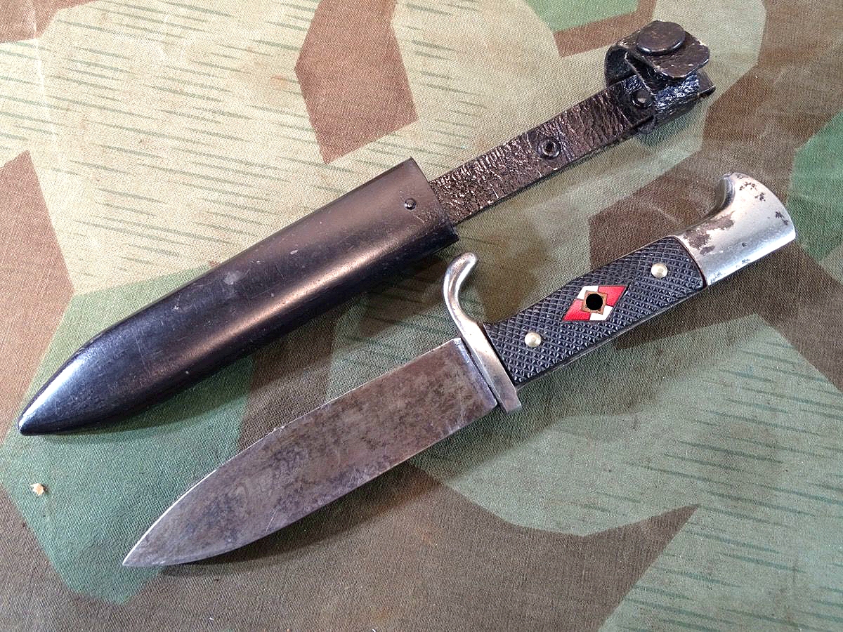 Früher HJ Dolch / Fahrtenmesser mit Devise "Blut und Ehre", Anton Wingen Solingen ges. gesch. 