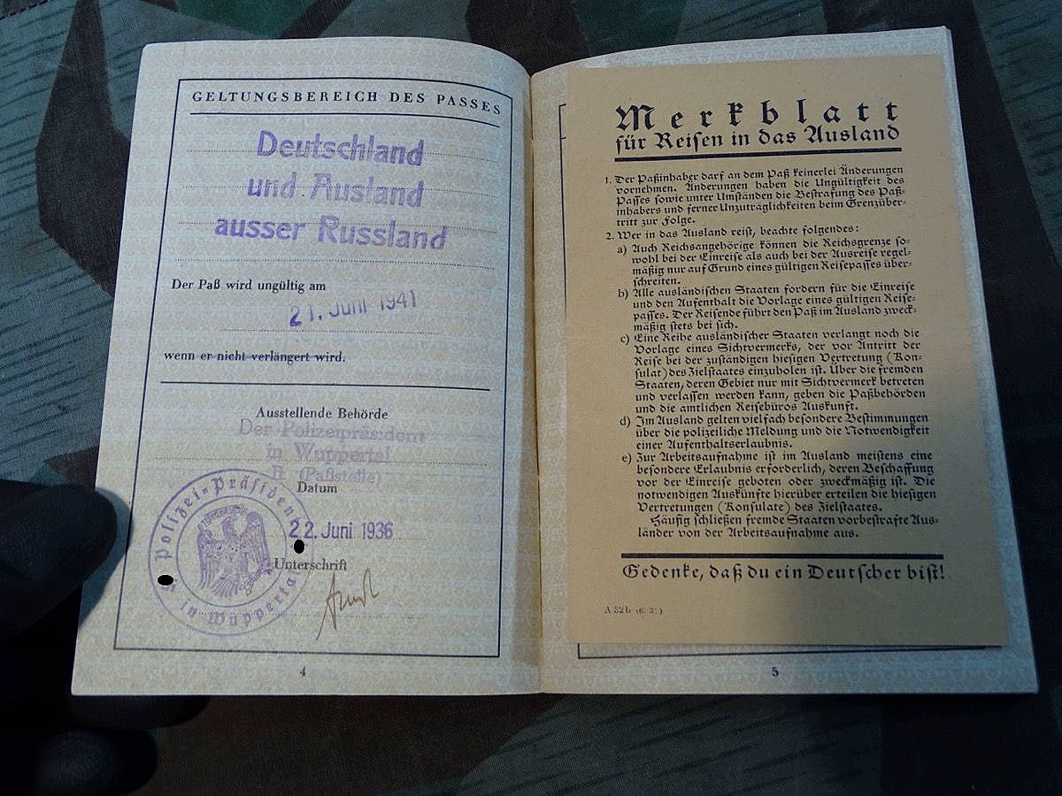 Reisepass 3. Reich / Deutsches Reich 1936-41, E.Steinhoff, Fabrikant, 