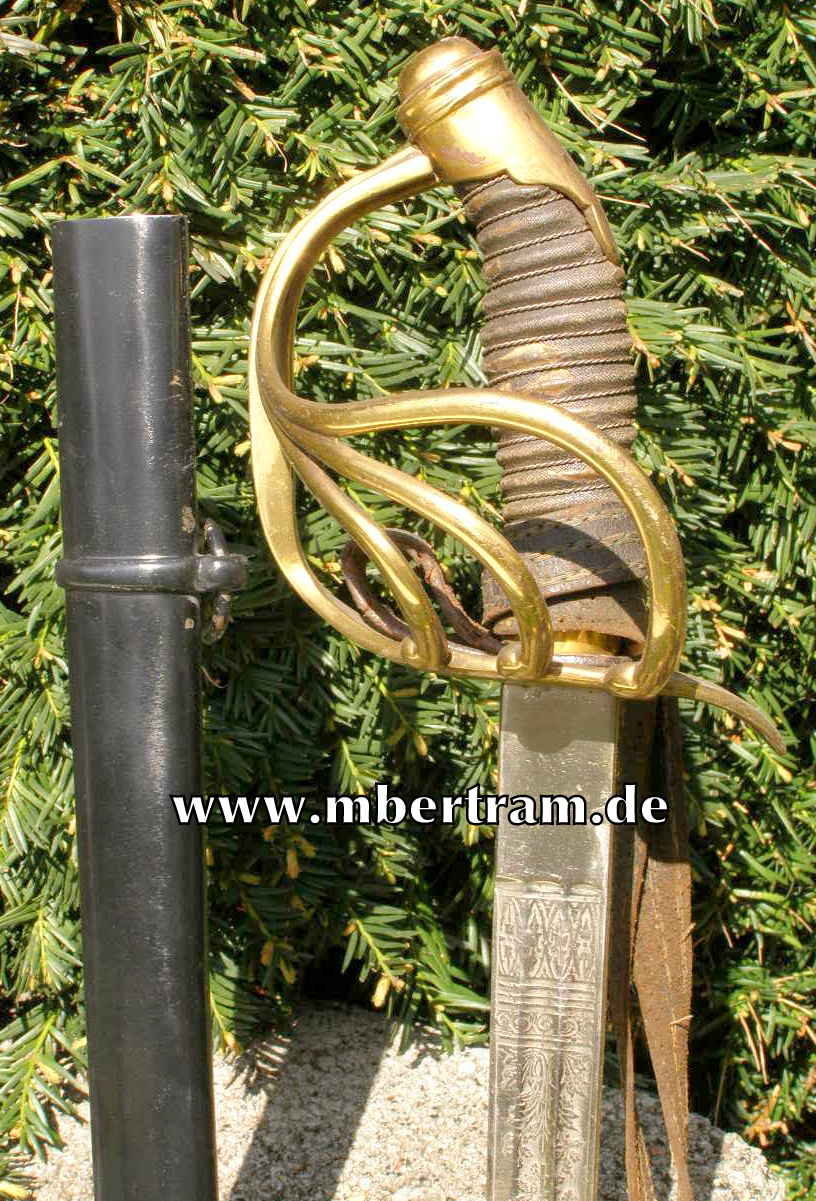 Extra-Kürassier-Degen M 1854 -Klingenätzung, Portepee.