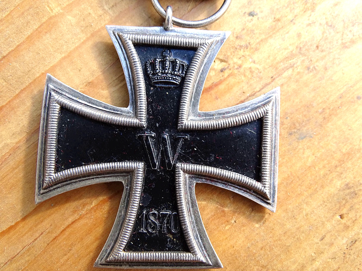 Eisernes Kreuz 2. Klasse 1870,  Eisenkern,  Band mit Spangen 25 und 1914, Bichlmaier Expertise