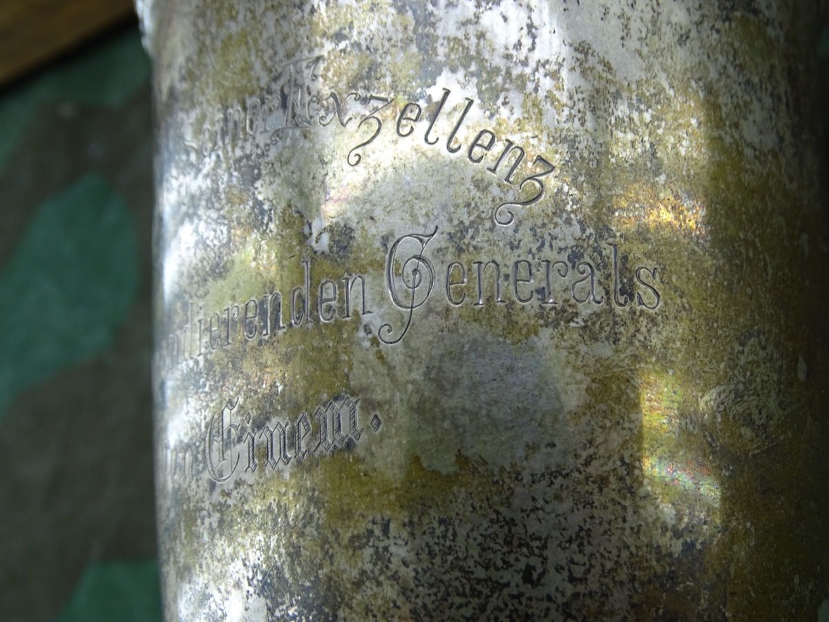 Massiv Silberner Pokal um 1874/ 1880, Ehrenpreis seiner Exzellenz, des kommandierenden Generals von Einem