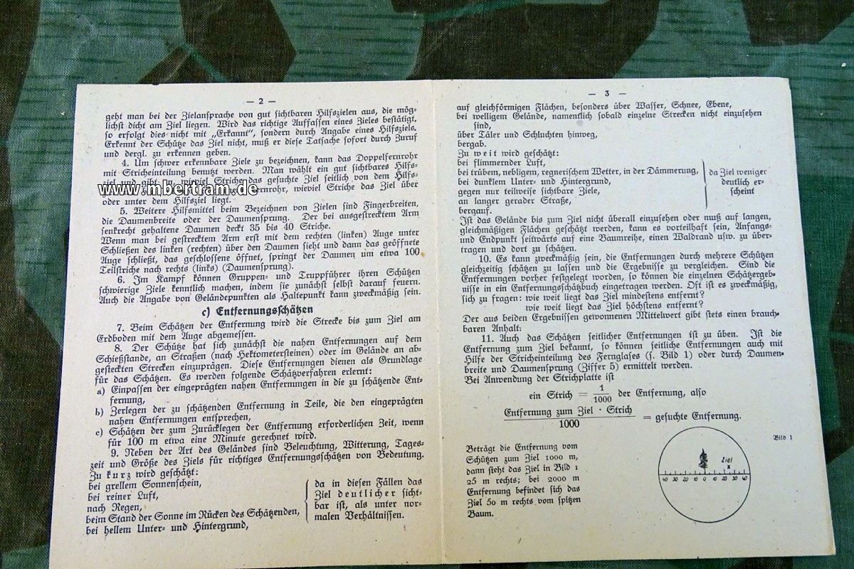 Ausbildungstafeln für die Infanterie 4, Sehübungen, Zielansprache, Entfernungsschätzen , 1943