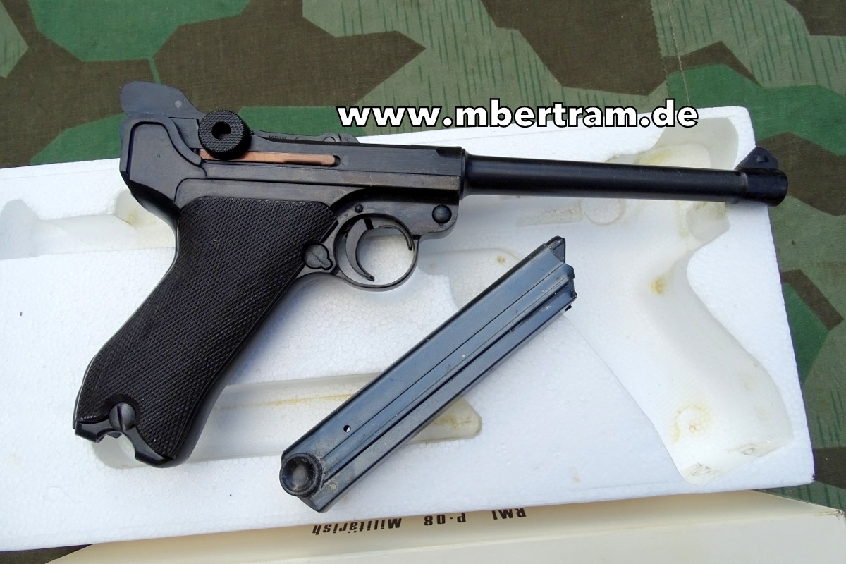 Kaiserliche Marine- Luger P 08 Parabellum, 1:1 Modellwaffe aus Metall, Hst.: RMI