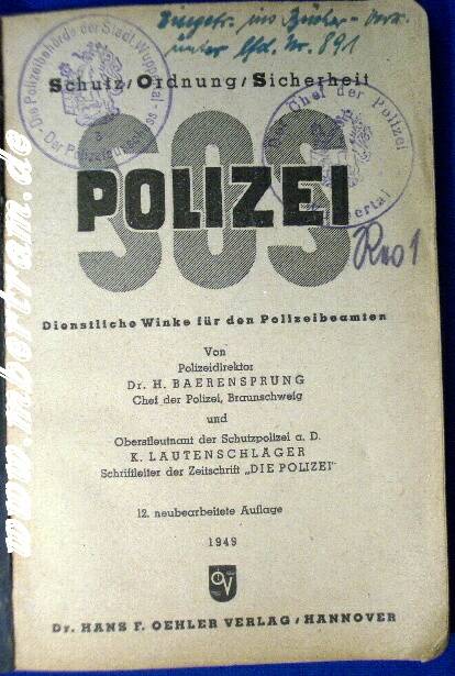 "SOS Polizei" Taschenkalender deutsche Polizei 1949 247 S.