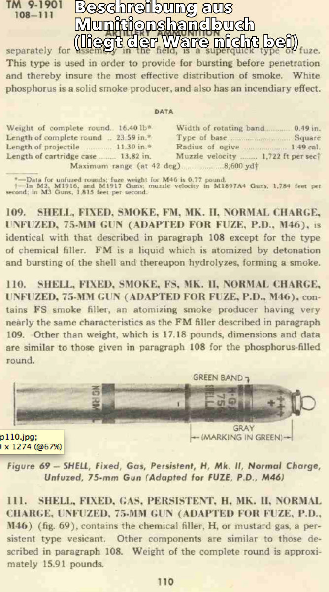 US Zünder für 75 und 155 mm Granaten. P.D.F - Point detonating fuze von 1940