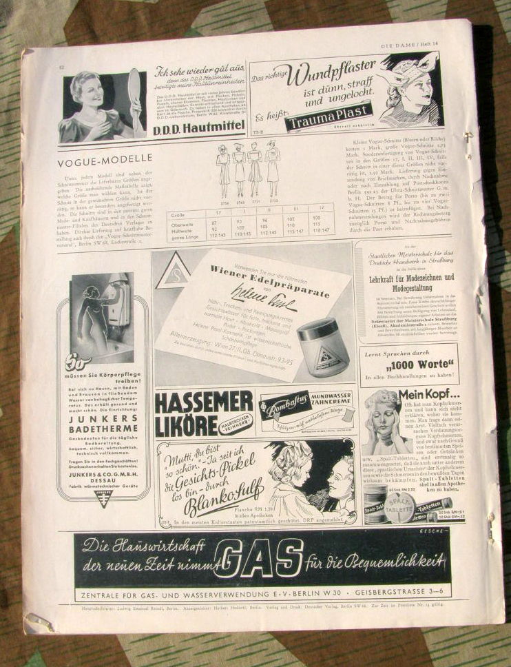 Frauenzeitschrift: Die Dame, Heft 14, 68 Jhrg, 2. Juni 1941.