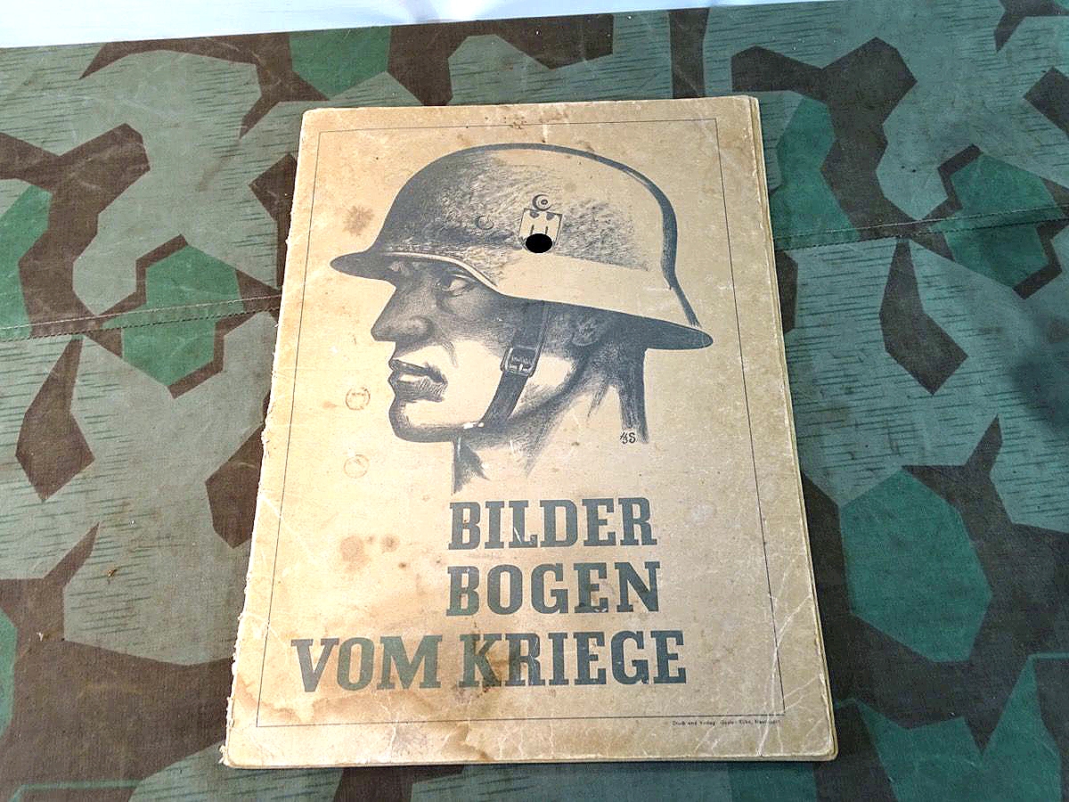 Grossformtiges Kinderbuch: Bilderbogen vom Kriege. Um 1942, mit 2 Zusatzbögen.  s e h r   s e l t e n