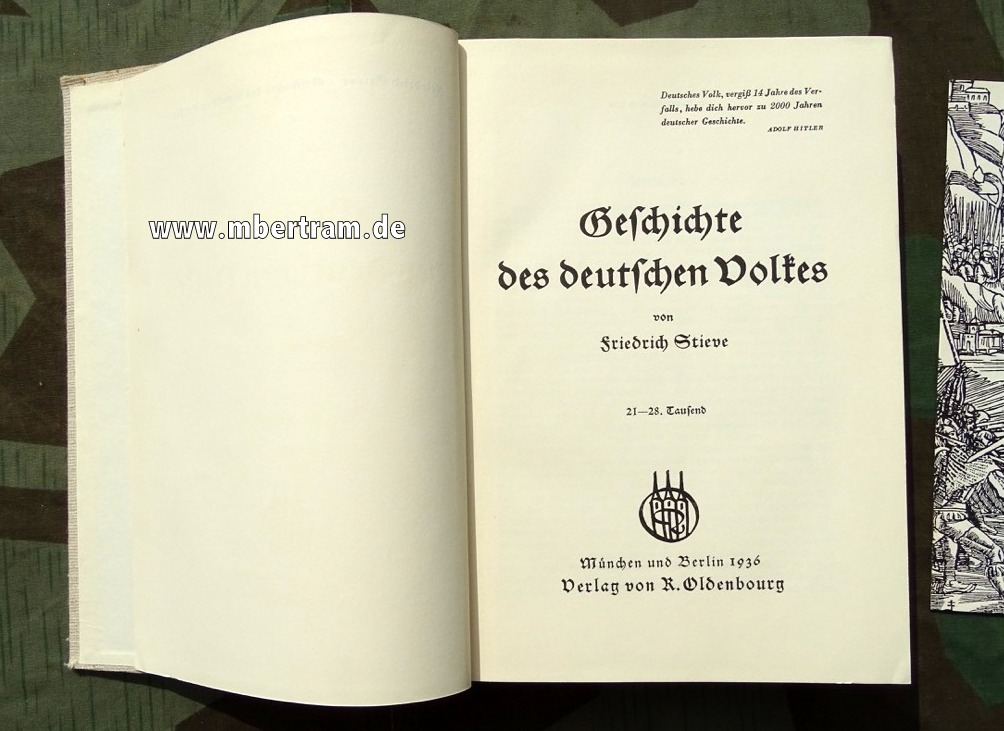 Fr. Stieve: Geschichte des Deutschen Volkes, 1936,  486 Seiten.