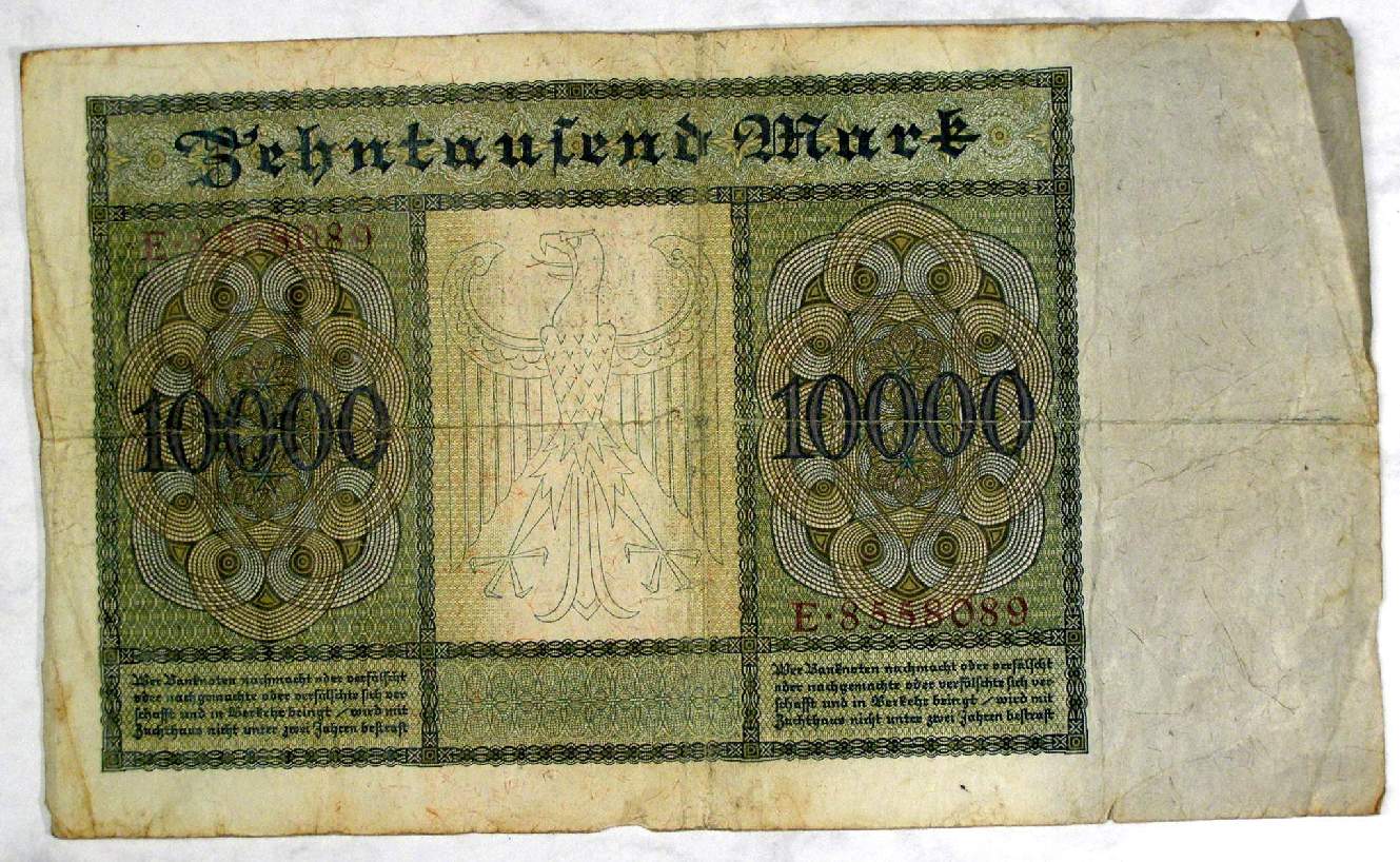 Reichsbanknote 10.000 Mark, original geldschein 20er Jahre