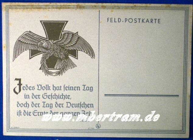 1. WK Feldpostkarte, unbeschrieben, Aufdruck Adler u. EK