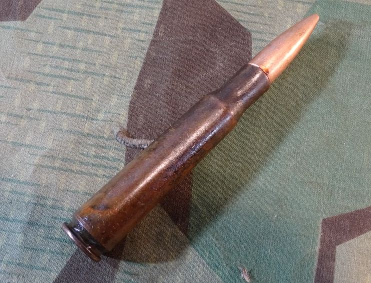 Alliierte Flugzeug Deko Bordwaffen Munition,  schweres 13,2mm MG,  DM 1942 ( Des Moines Ordnance Plant)