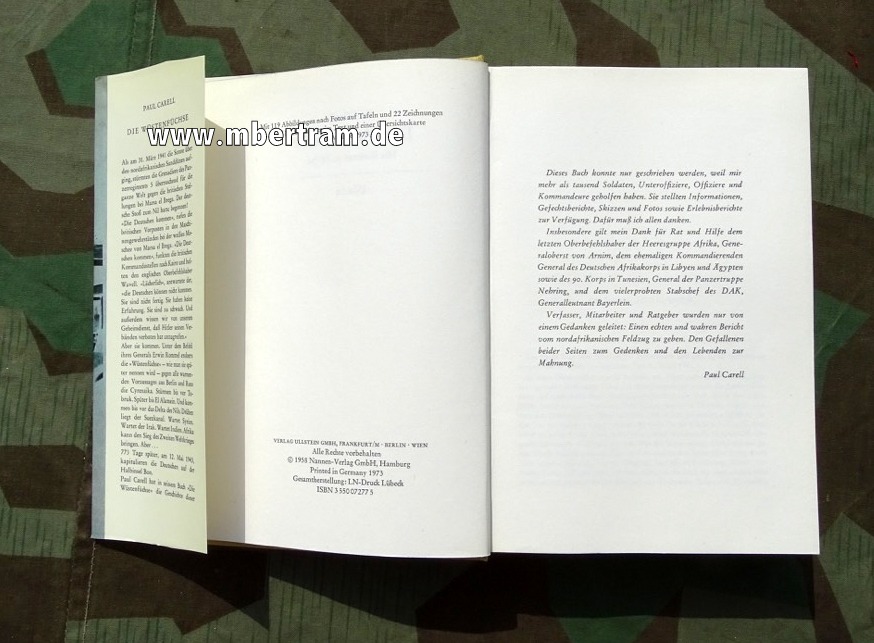 Carell, Paul: Die Wüsten Füchse, Mit Rommel in Afrika 1973, 423 S.