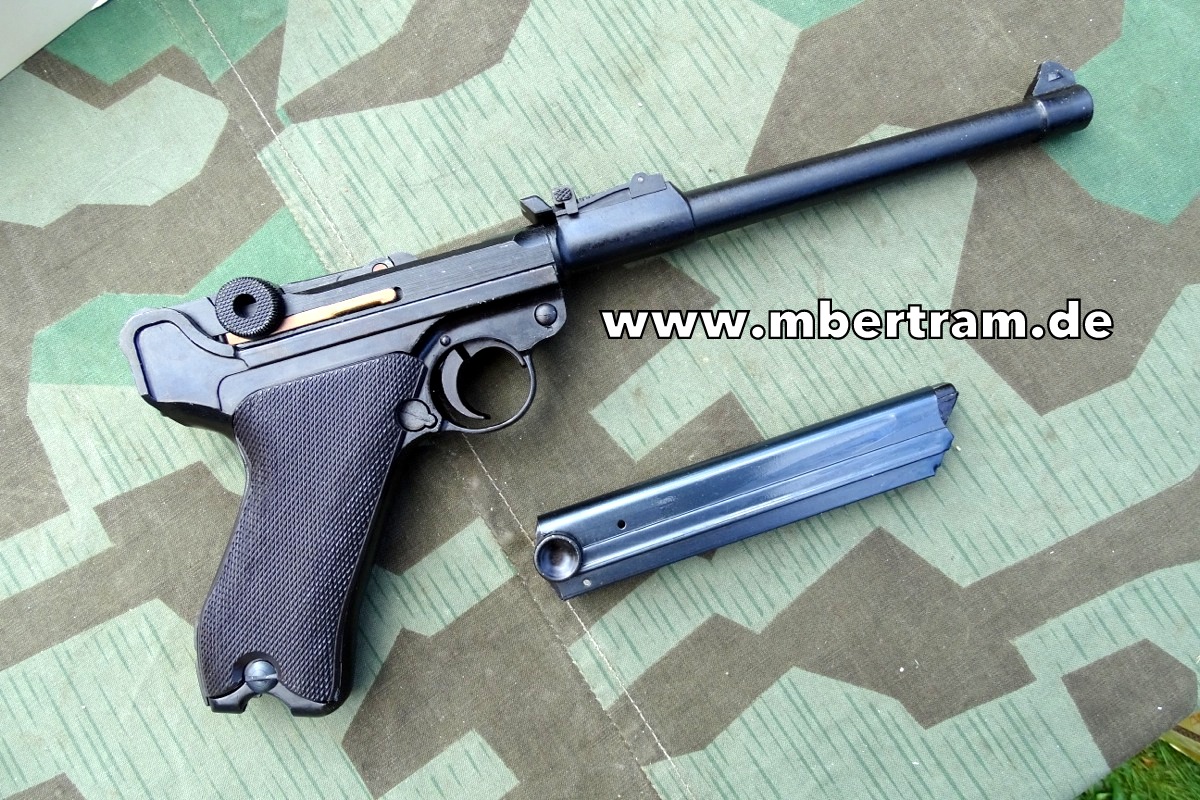 Kaiserliche Ari - Luger P 08 Parabellum, 1:1 Modellwaffe aus Metall, Hst.: RMI/MGC