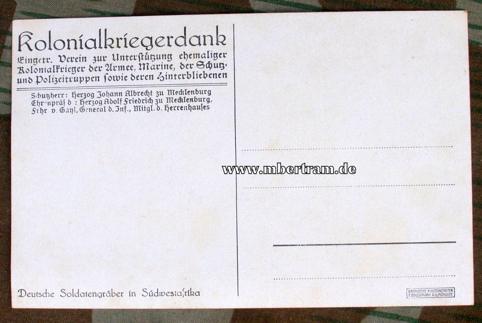 Postkarte " Deutsche Soldatengrüber in Südwestafrika"