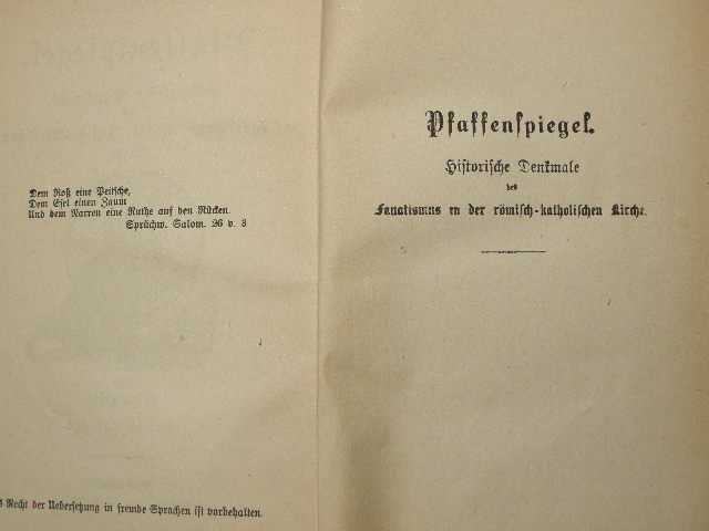 Corvin, Otto von: Pfaffenspiegel. 6. Auflage um 1900