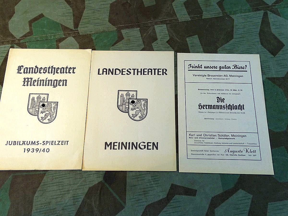 3 Broschüren, Spielplan Landestheater Meiningen 1939/40 und 1940/41 und Werbebroschüre