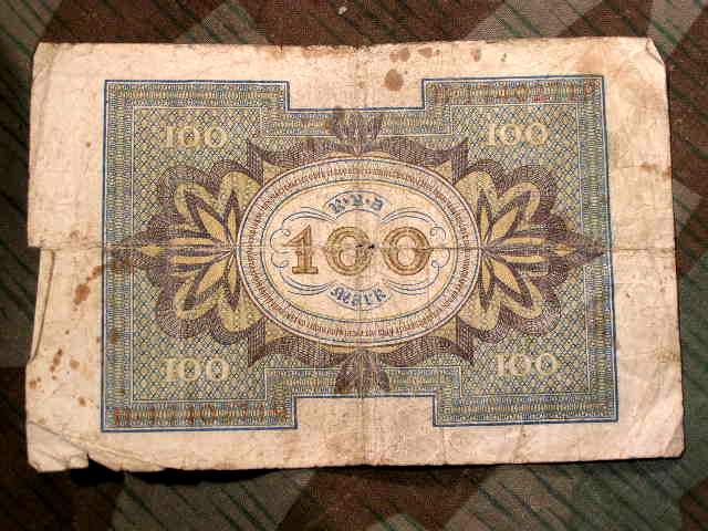 Reichsbanknote 100 Mark, Original Geldschein 20er Jahre