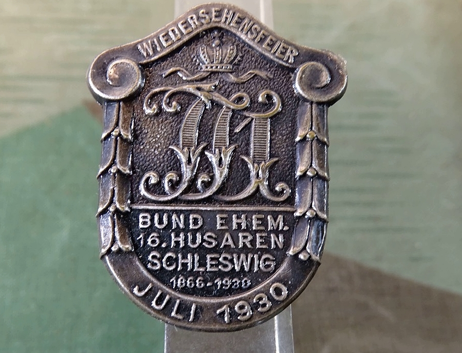 Treffabzeichen Bund ehem. 16. Husaren Wiedersehensfeier Schleswig 1866-1930 Juli 1930