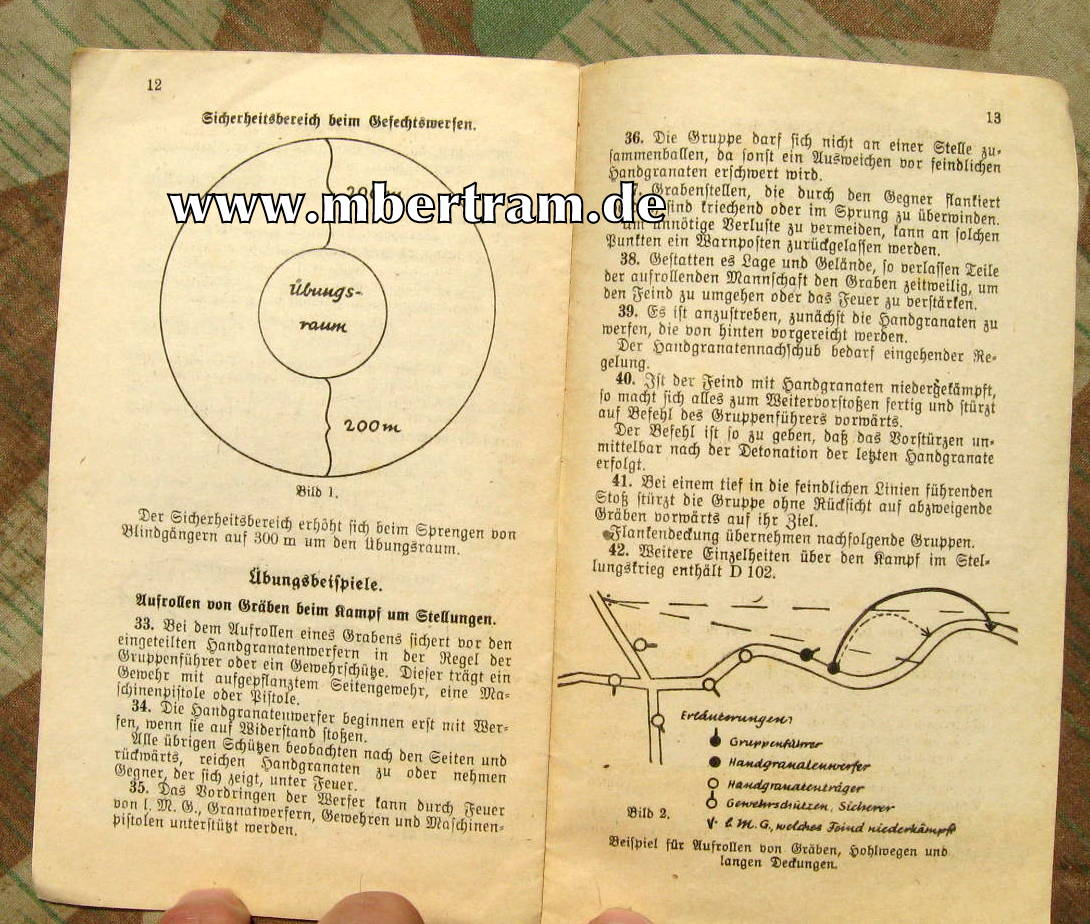 Merkblatt f. Gefechtswerfen mit scharfen Handgranaten, 1939