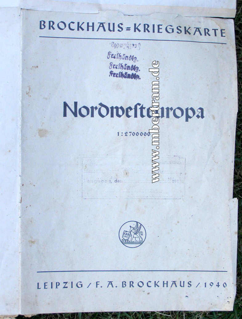 Brockhaus Kriegskarte " Nordwesteuropa 1940" Ärmelkanal.