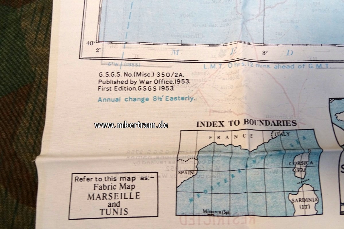 US Fliegerkarte/ Spionagekarte Marseille, 1953, Tunis