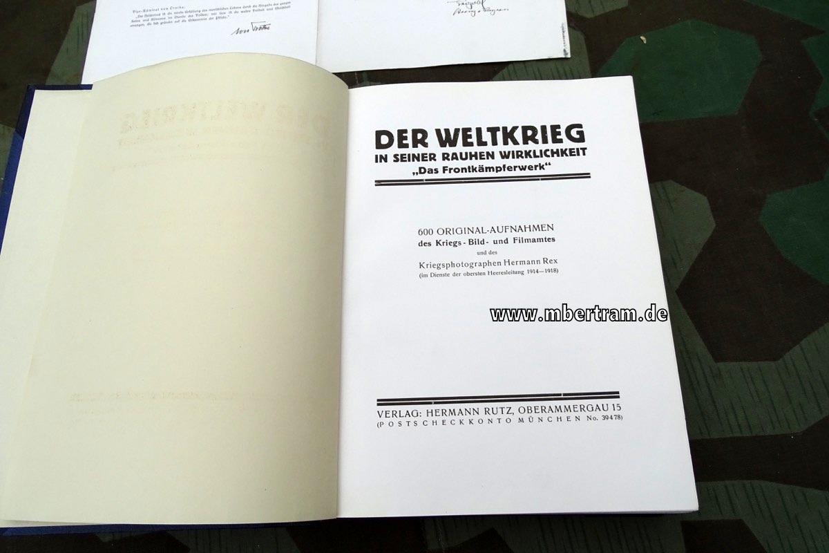 Rex, Hermann: Der Weltkieg in seiner rauhen Wirklichkeit.  600 Bilder, 593 S. 1926