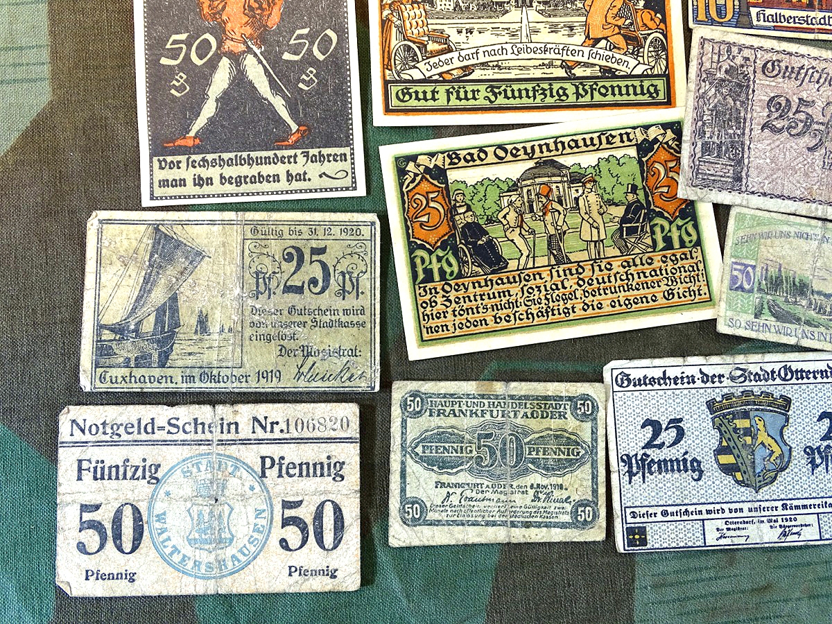 Notgeld : 22 Geldscheine Potsdam, Ratzeburg, Halberstadt, Bad Oeynhausen, Frankfurt Od., Otterndorf, Kiel, Braunschweig, Cuxhaven, BitterfeldHorn/Li. , Köslin…