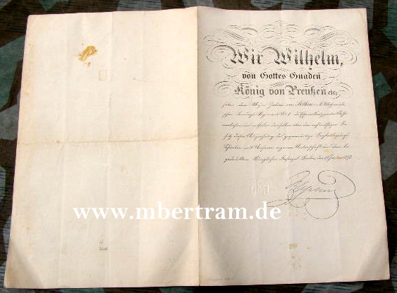 Urkunde Eisernes Kreuz 2.Klasse 1871, 19.01.1873, SELTEN !!