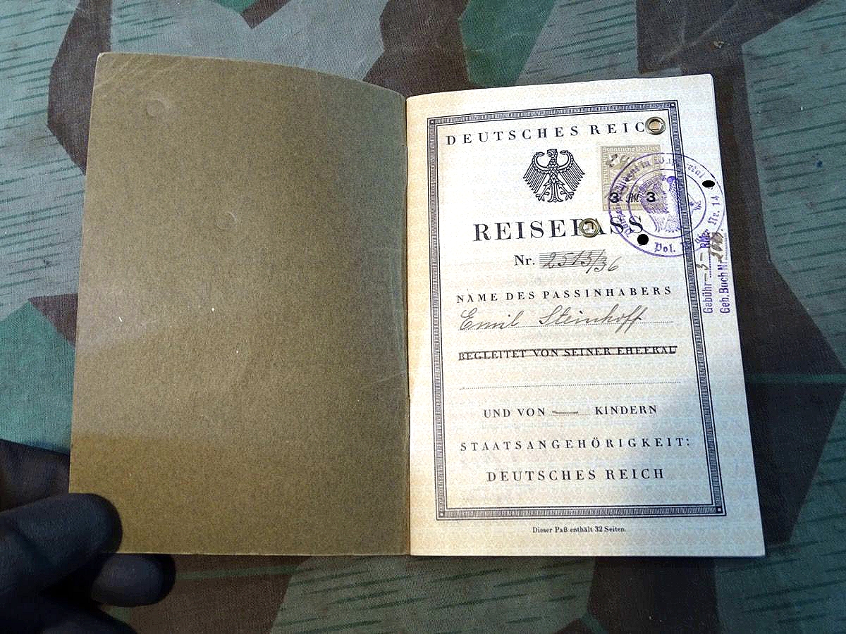 Reisepass 3. Reich / Deutsches Reich 1936-41, E.Steinhoff, Fabrikant, 