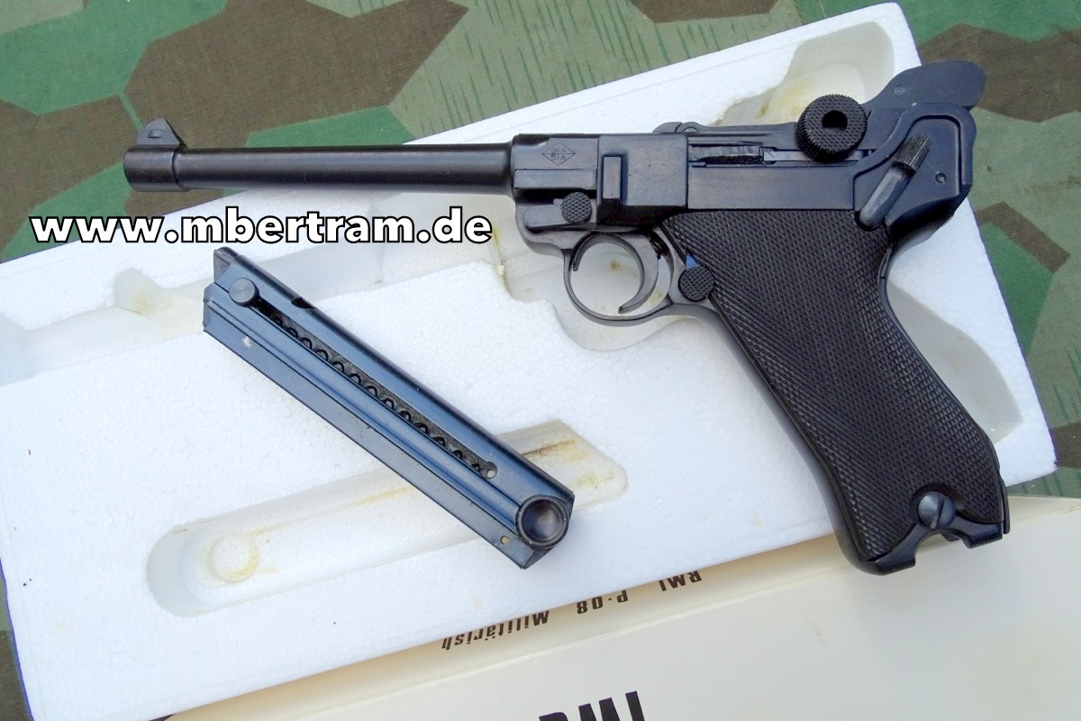 Kaiserliche Marine- Luger P 08 Parabellum, 1:1 Modellwaffe aus Metall, Hst.: RMI