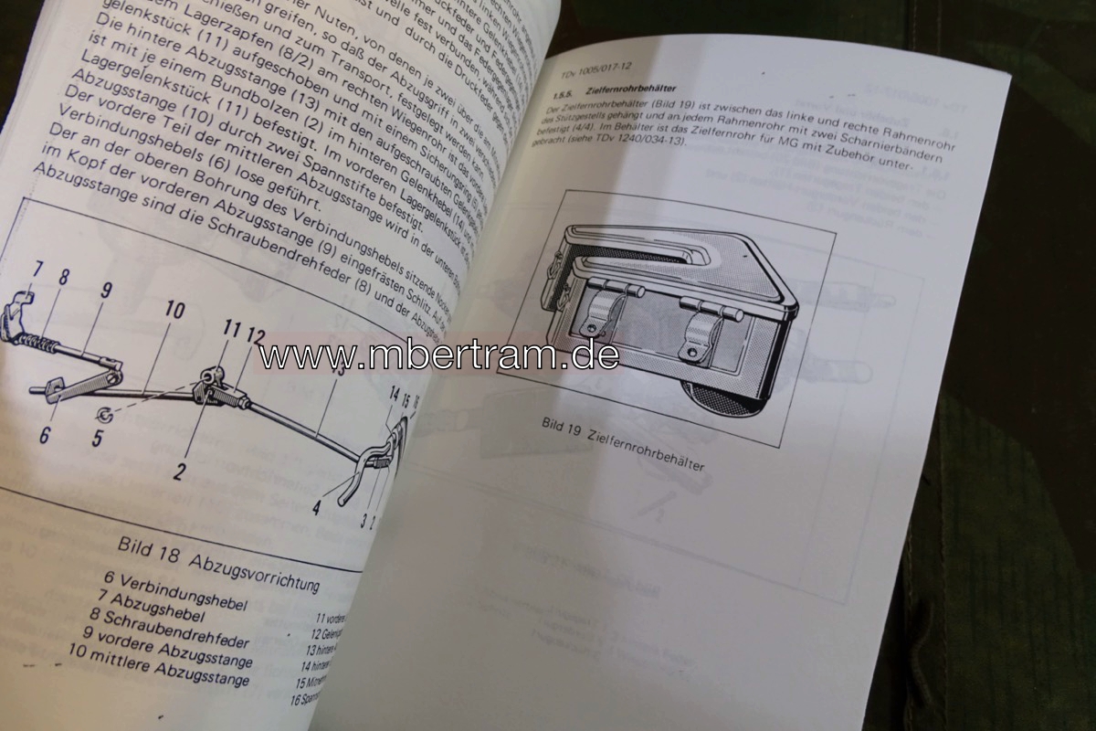 Fotokopie Bundeswehr Dienstvorschrift Feldlafette MG 1 MG 3, TDv 1005/017-12