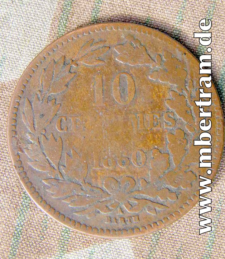 Münze, LUXEMBURG 10 Centimes 1860 A WILLEM III
