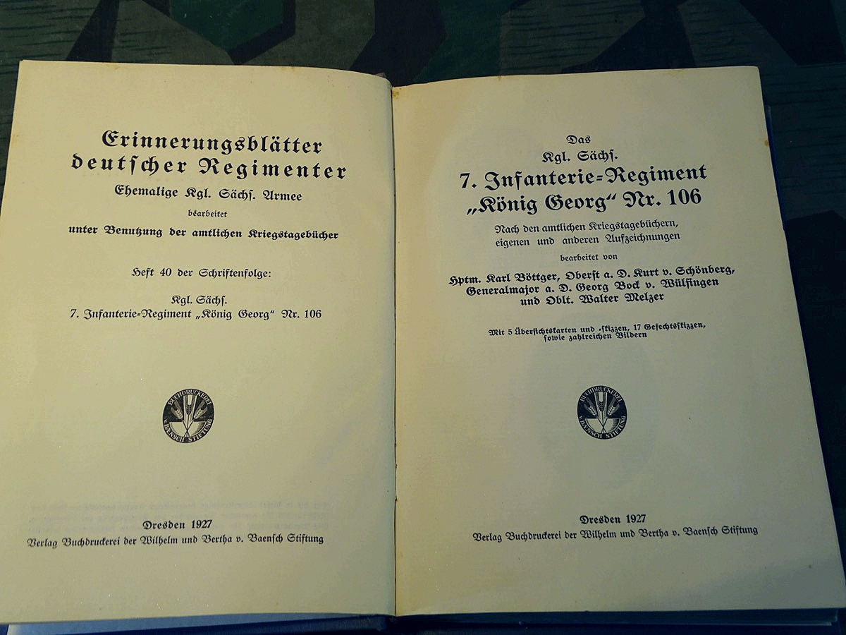 Großes Schmuck Besitz Zeugnis Eisernes Kreuz 2. Klasse 1914 , 12. Kp. 7.Kgl. sächsischen Inf Rgt. König Georg No.106 mit Regimentschronik