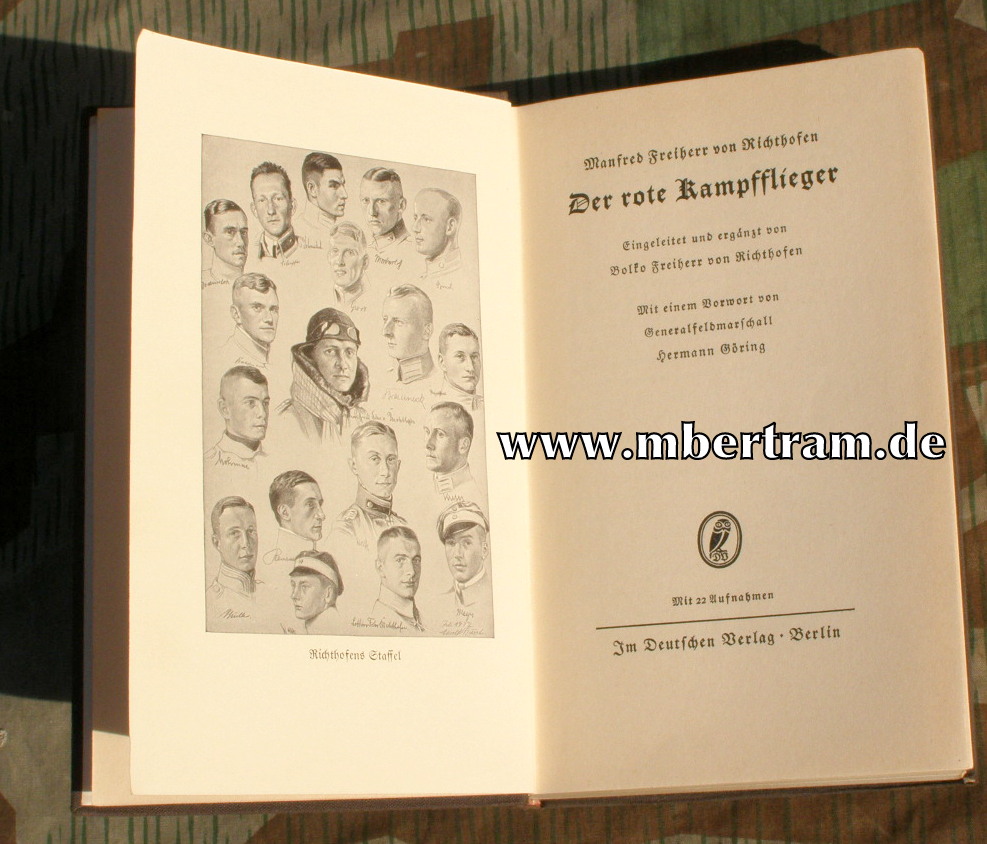 Richthofen: Der rote Kampfflieger. Berlin 1933, 262 Seiten