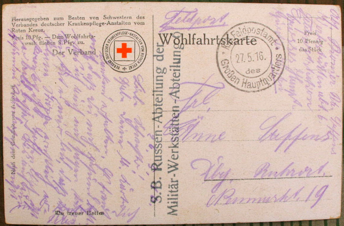 SB Russen Abteilung d. Militär Werkstätten- Abteilung 1916