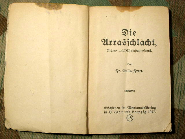 Die Arrasschlacht, Aisne und Champagnefront. 1917, 158 S.