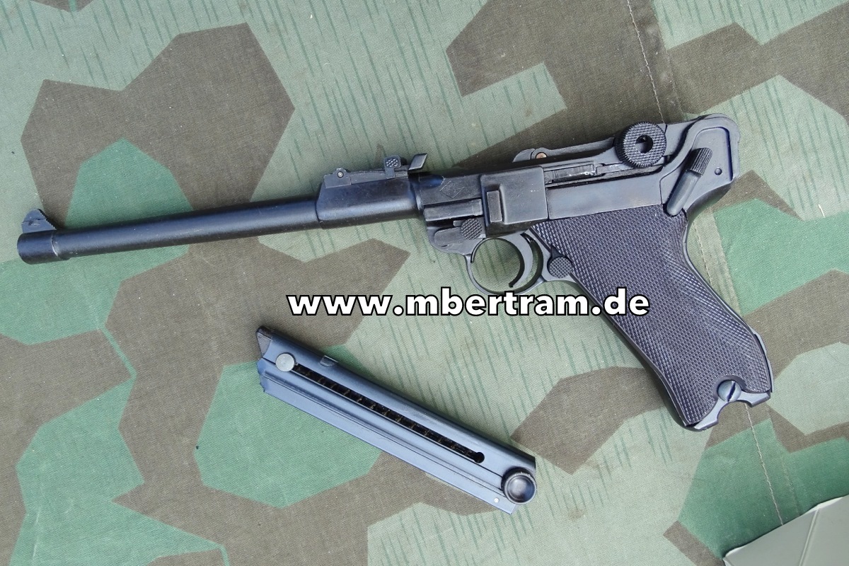 Kaiserliche Ari - Luger P 08 Parabellum, 1:1 Modellwaffe aus Metall, Hst.: RMI/MGC