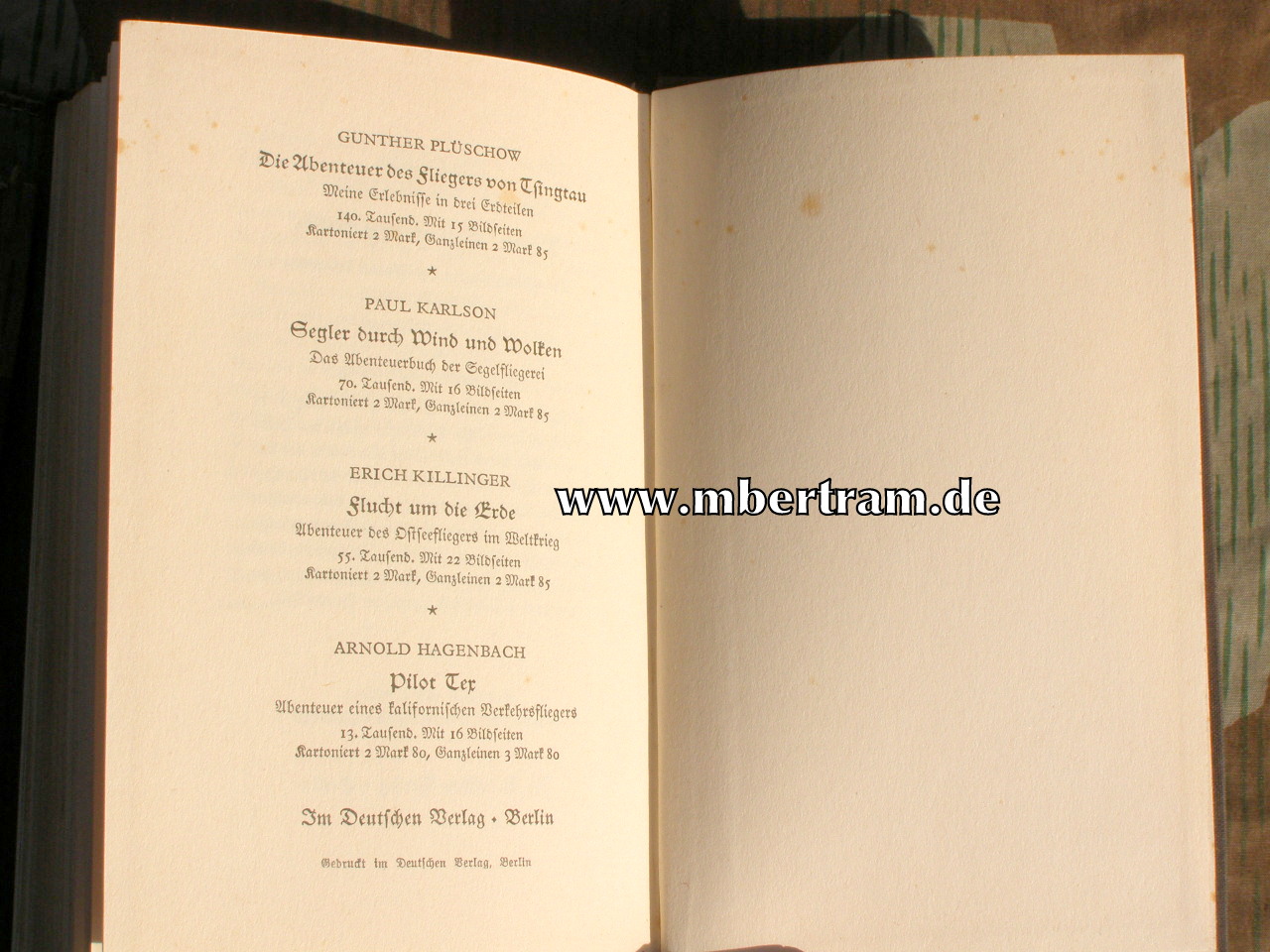 Richthofen: Der rote Kampfflieger. Berlin 1933, 262 Seiten