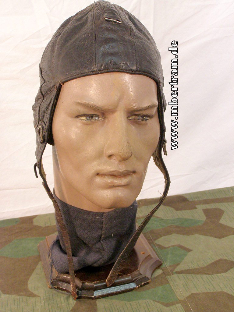 LW "Fliegerkopfhaube Lkp W 101", braunes Leder, gefüttert