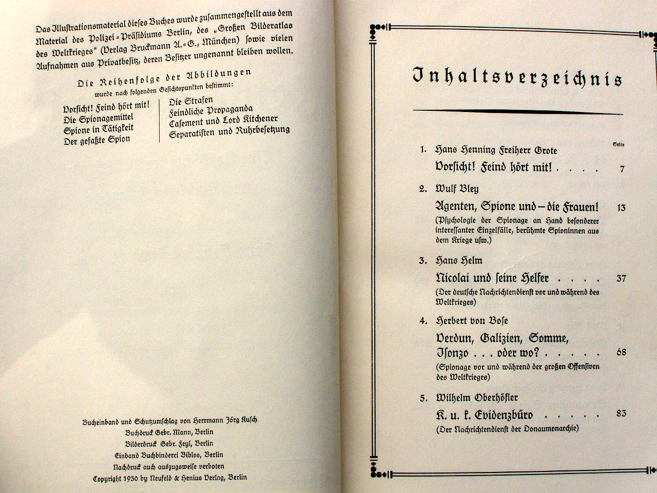 Grote: Vorsicht! Feind hört mit! Spionage 1. Weltkr., 1930