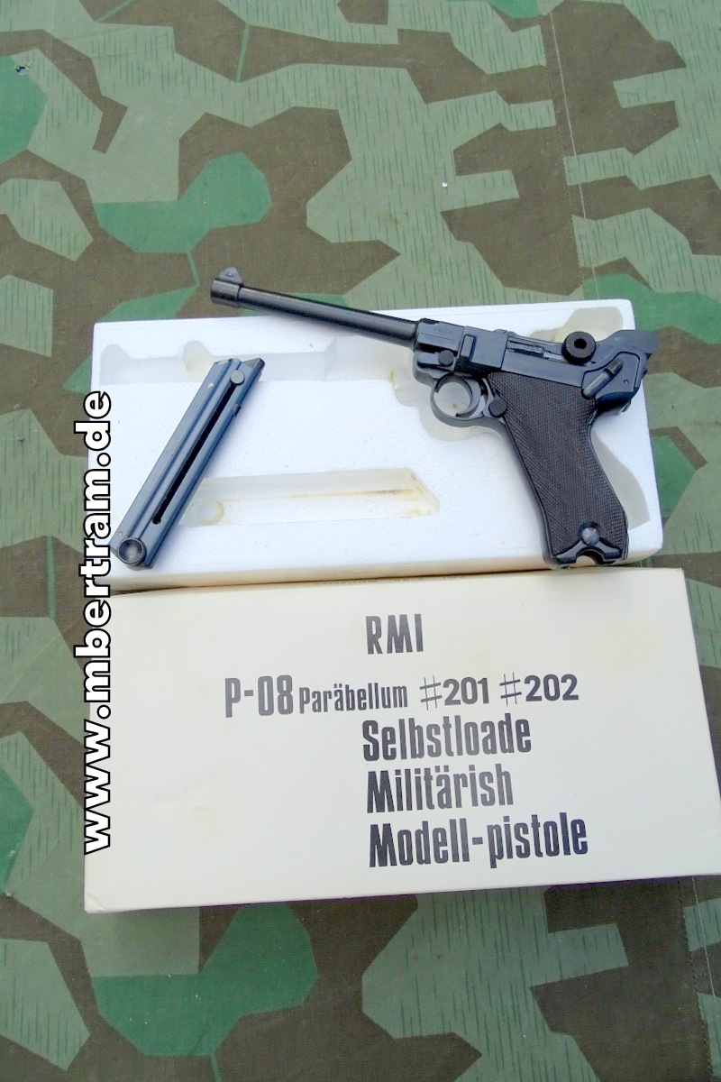 Kaiserliche Marine- Luger P 08 Parabellum, 1:1 Modellwaffe aus Metall, Hst.: RMI