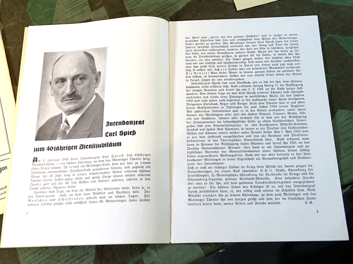 3 Broschüren, Spielplan Landestheater Meiningen 1939/40 und 1940/41 und Werbebroschüre
