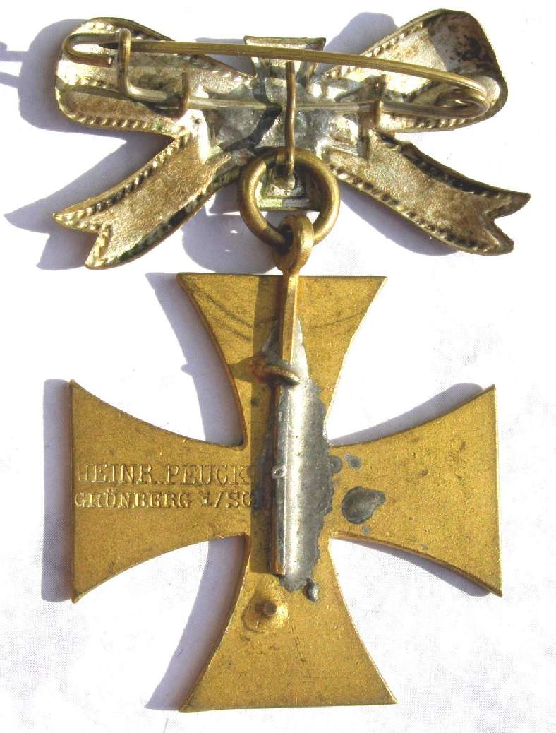 Tragbares Ordenskreuz, Landwehr Verein Altena gegr. 1848