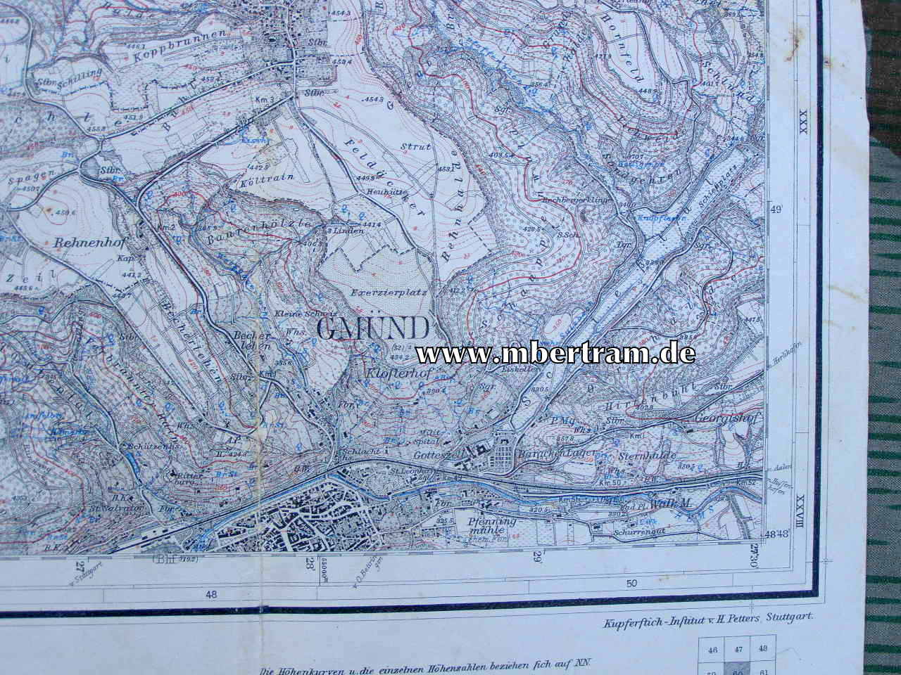 Topografische Karte von Würtemberg, -Gmünd- /Burgholz...