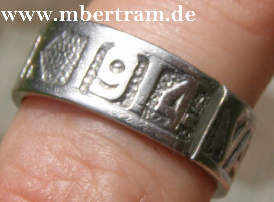 Patriotischer Fingerring, Aufschrift " Vaterlands Dank 1914"